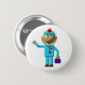 彼の頭部及び医学のバッグのAppleを持つ間抜けな医者 缶バッジ (正面&裏面)