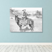 彼の馬の写真にカウボーイサウスダコタ キャンバスプリント (インサイチュ (ウッドフロア))