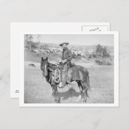 彼の馬の写真にカウボーイサウスダコタ ポストカード (正面/裏面)