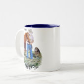 彼の馬を持つマグ、友人、人および犬 ツートーンマグカップ (正面左)