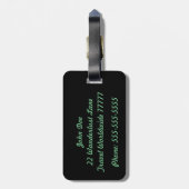 彼の黒と緑の荷札 ラゲッジタグ (裏面縦)