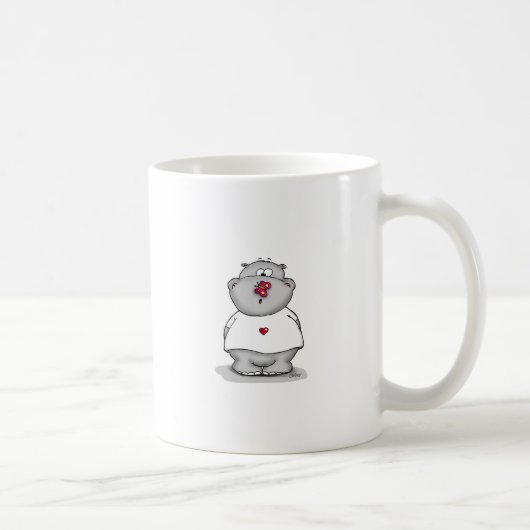 彼の鼻の蝶を持つカバ コーヒーマグカップ (右)