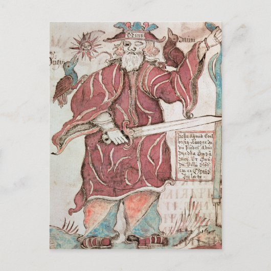 彼の2カラス、HuginおよびMuninのOdin、 ポストカード (正面)