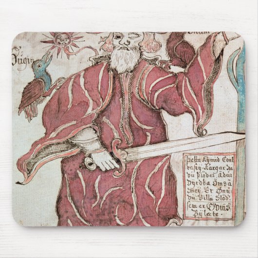 彼の2カラス、HuginおよびMuninのOdin、 マウスパッド (正面)