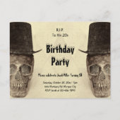 彼の20のスカルトップハットセピアヴィンテージへのRIP インビテーションポストカード (正面)