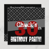 彼の30歳の誕生日の白黒模様 招待状 (正面/裏面)