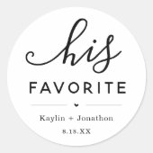 "彼の"お気に入りの結婚式の引き出物シール ラウンドシール (正面)