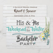 彼の＆彼の「水」独身パーティーの招待状 招待状 (正面/裏面)