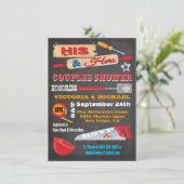 彼の＆彼女のカップル 黒板シャワー招待状 招待状 (スタンド正面)