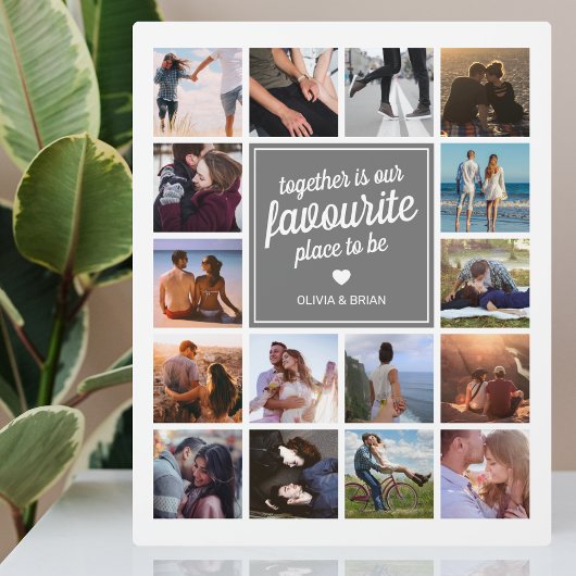 彼の&彼女の16枚の写真コラージュ フォトプラーク