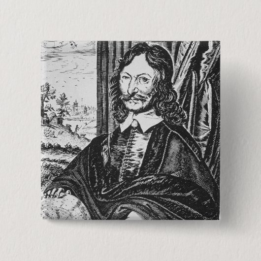 彼の「ChrからのウィリアムLilly (1602-81年)のポートレート、 缶バッジ (正面)