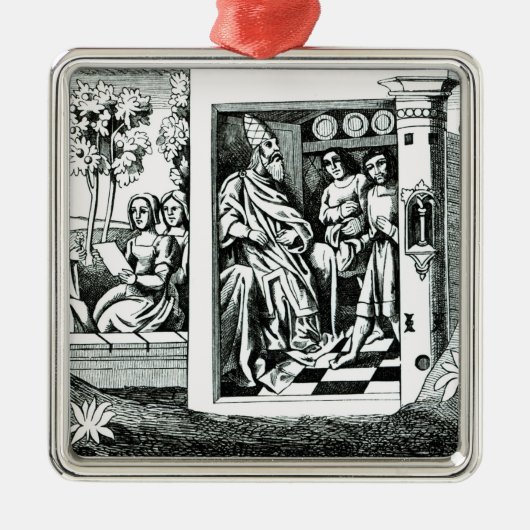 彼のfに順序を与えている山の老人 メタルオーナメント (正面)