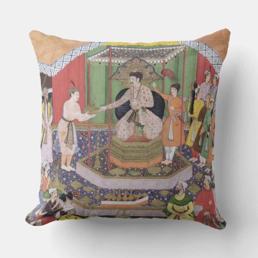 彼のFOSによって心に抱かれる皇帝Akbar (r.1556-1605) クッション (正面)