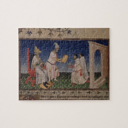 彼のgを与えている氏Fr 2810 f.3v Kublai Khan (1214-94年) ジグソーパズル (横)