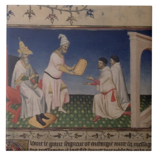 彼のgを与えている氏Fr 2810 f.3v Kublai Khan (1214-94年) タイル (正面)