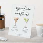 彼のMartini Signatureのカクテル結婚メニュー 台座サイン (インサイチュ)