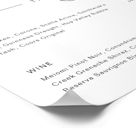 彼のOur & Shirs水彩シグネチャーカクテルメニュー ポスター (角)