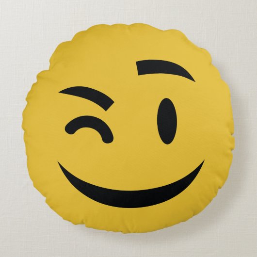 彼はあなたにemojiをまばたきさせています ラウンドクッション (正面)