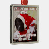 彼はあなたは食べるとき会います。 黒い実験室のクリスマス メタルオーナメント (右)