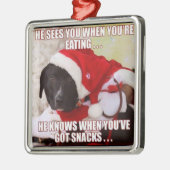 彼はあなたは食べるとき会います。 黒い実験室のクリスマス メタルオーナメント (左)