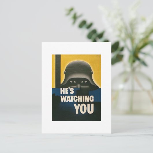 彼はあなたを見ている – ヴィンテージ第二次世界大戦 ポストカード (スタンド正面)