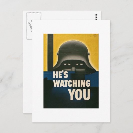 彼はあなたを見ている – ヴィンテージ第二次世界大戦 ポストカード (正面/裏面)