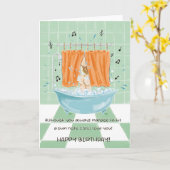 彼はおもしろいシャワー誕生日で歌うユーモア カード (黄色い花)