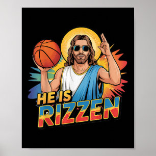 彼はおもしろいRizzen Jesus Shirt Basket Boys Kidだ ポスター
