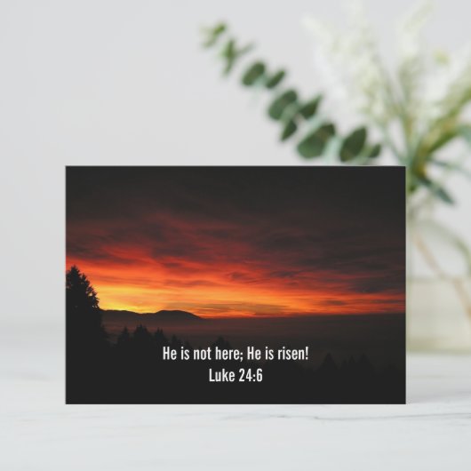 彼はここにいない；彼は復活している – 教会の招待状 出欠カード (スタンド正面)