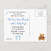 彼はここにいる。男の赤ちゃん誕生発表 案内ポストカード (裏面)