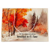 彼はすべてのものをその時に美しくした 聖書 秋の木 ラージペーパーバッグ (正面)