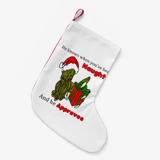 彼はずっといけないクリスマスの貯蔵いつであるか知っています スモールクリスマスストッキング (正面 (吊り時))