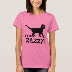 彼はそうZazzy -猫好きです Tシャツ