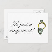 彼はそのリングを彼女に贈った、それは婚約の証だった 案内ポストカード (正面/裏面)