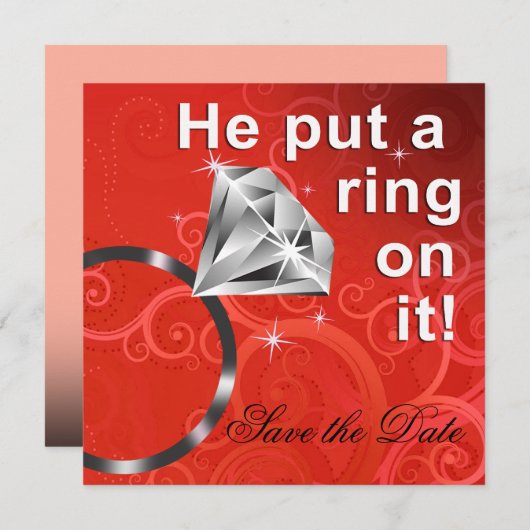 彼はそれにリングや輪を置きました-日付を救って下さい セーブザデート (正面/裏面)