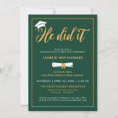 彼はそれをやったキャップTesselグリーン卒業写真I 招待状 (正面)