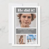 彼はそれをミニマルシンプル主義の灰色の卒業した 案内状 (正面)