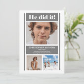 彼はそれをミニマルシンプル主義の灰色の卒業した 案内状 (スタンド正面)