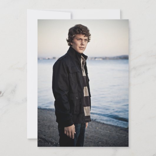 彼はそれを行ったキャップTesselブルー卒業写真 招待状 (裏面)