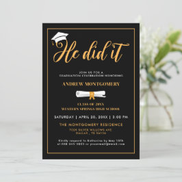 彼はそれを行ったグラードキャップタッセルブラック卒業写真 招待状