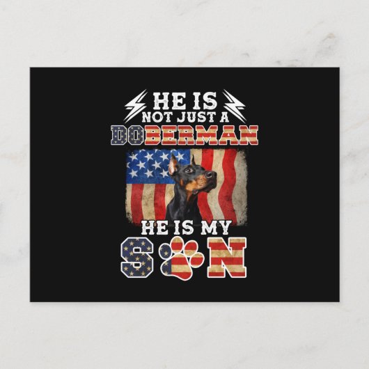 彼はただのドバーマンではなく私の息子の犬好きだ ポストカード (正面)