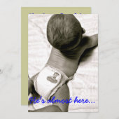 彼はほとんどここにベビーシャワーの招待います 招待状 (正面/裏面)