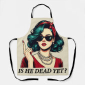 彼はまだことわざの暗おもしろいいユーモアのヴィンテージ エプロン (正面)
