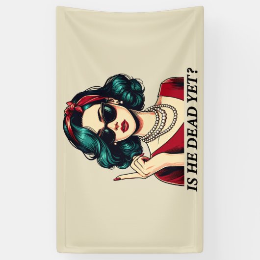 彼はまだことわざの暗おもしろいいユーモアのヴィンテージ 横断幕 (縦)