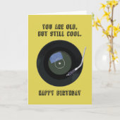 彼はまだモダンビニールカッコいいレコード誕生日カード カード (黄色い花)