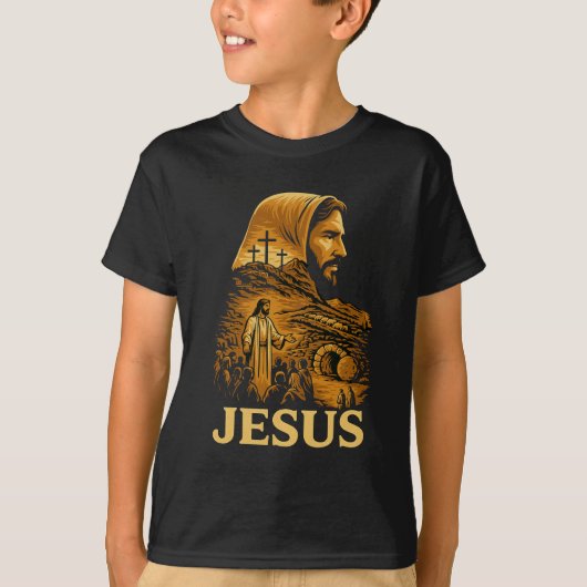 彼はイエス・キリスト教のハッピーイースター Tシャツ (正面)