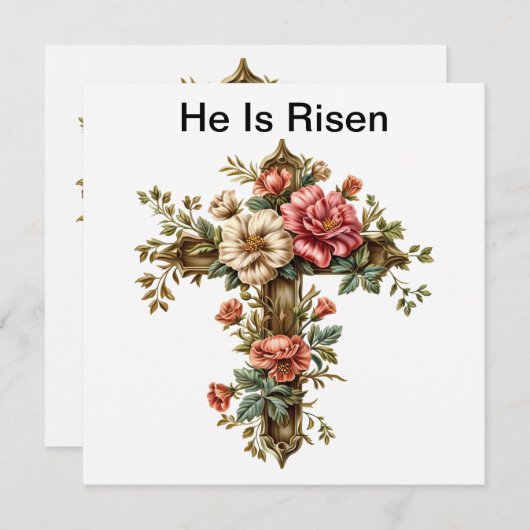 彼はイエス・クロス・カード、ハッピーイースターの日に復活した シーズンカード (正面/裏面)