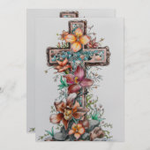 彼はイエス・クロス・グリーティングカード、イースターの日に復活した シーズンカード (正面/裏面)