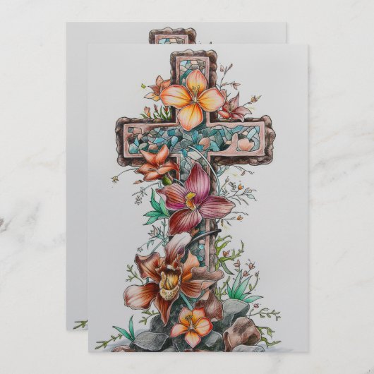 彼はイエス・クロス・グリーティングカード、イースターの日に復活した シーズンカード (正面/裏面)