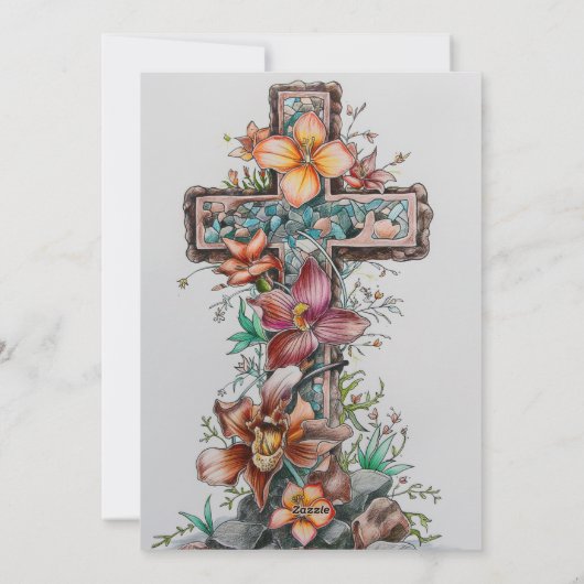 彼はイエス・クロス・グリーティングカード、イースターの日に復活した シーズンカード (裏面)